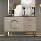 Sideboard in metallo a buffet in pietra in stile glam con 3 disegni