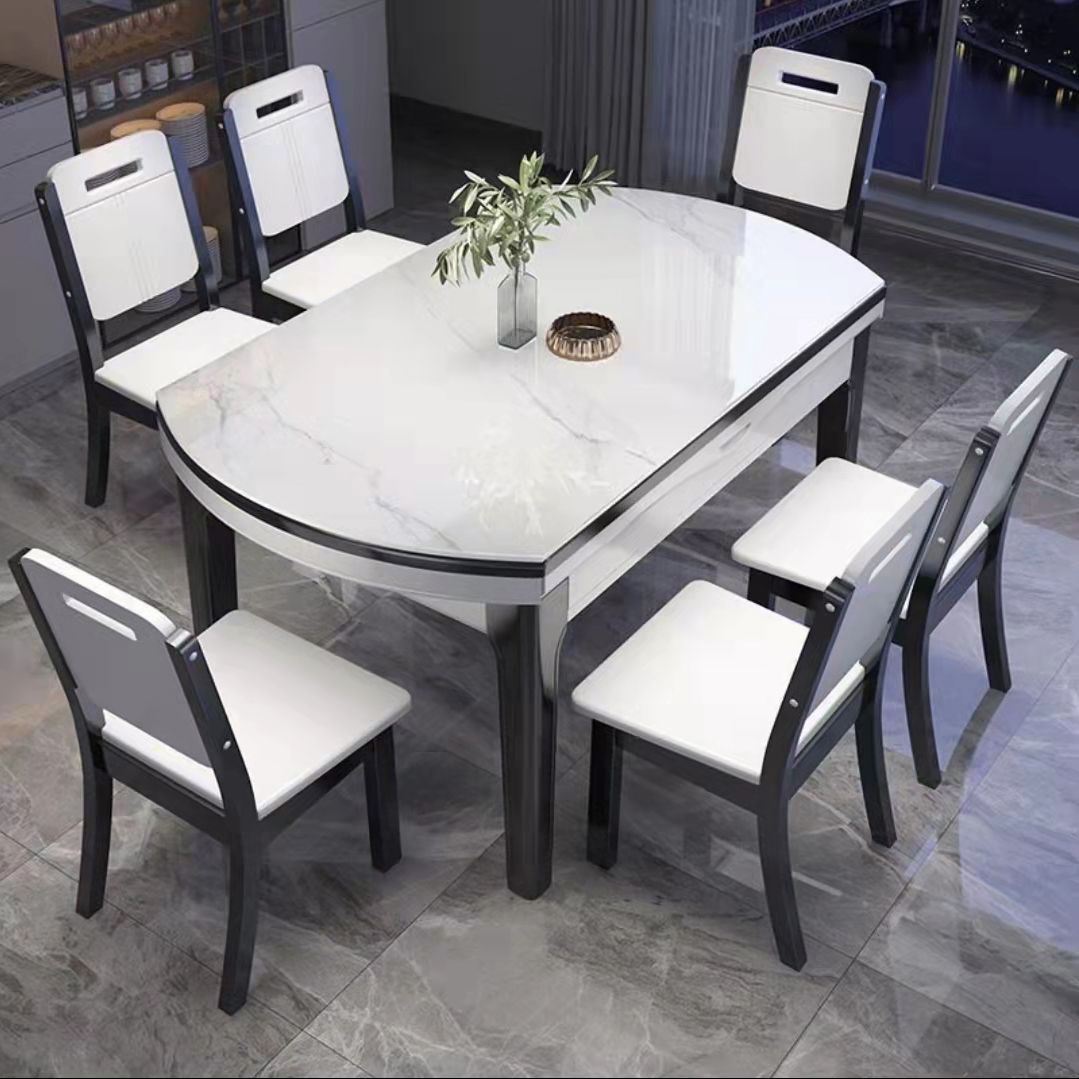Ensemble de Table à manger pliable avec plateau en pierre, pour la maison, ensemble de Dinette moderne, 1/7 pièces