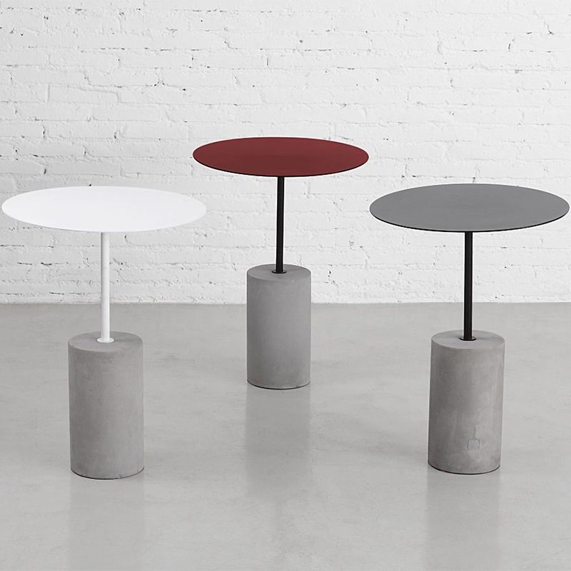 No Distressing End Table Set Modern Round Pedestal Concrete End Table