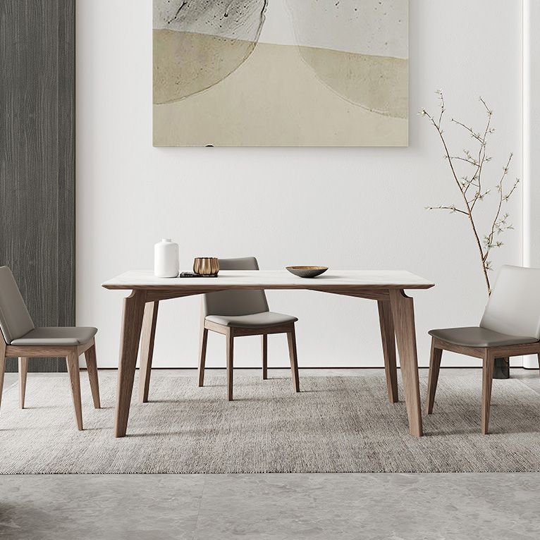 Industrial Style Dining Table Sintered Stone Table with Wooden Legs for Home Use Clearhalo 'Dining Tables & Seating' 'Dining Tables' 'dining_table' 'furn' 'furn_dining_table' 'Furniture' 'Kitchen & Dining Furniture' 1200x1200_ca706312-3a31-4382-96c4-7fca6071195c