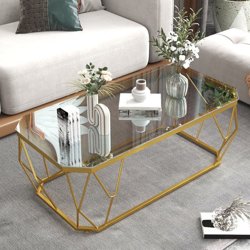 Modern Style Rectangular Glass Table Abstract Base Coffee Table Clearhalo 'Coffee & Accent Tables' 'Coffee Tables' 'coffee_tables' 'furn' 'furn_coffee_tables' 'Furniture' 'Living Room Furniture' 1200x1200_ca71065e-e9ab-4545-9502-736924a58119