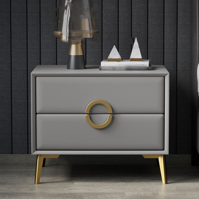 19 '' Tall Glam Night Tisch massives Holz 2-DRAWER FALUX Lederbeine inklusive Nachttisch