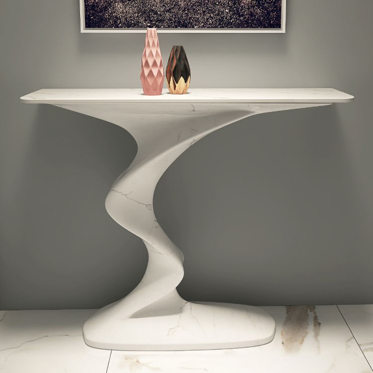 Modern Console Table Rectangle Stone Accent Table , 25.5 inch Wide