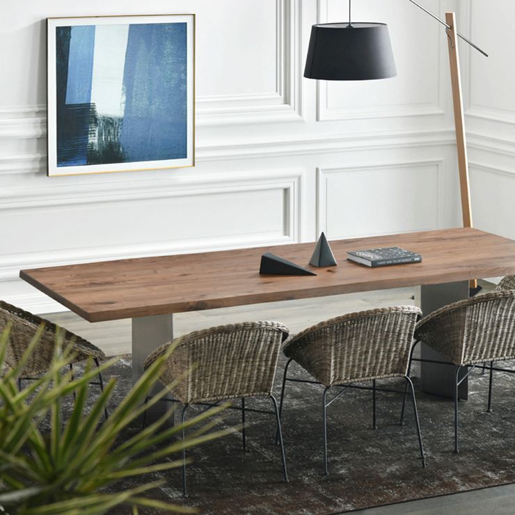 Metal Industrial Rectangle Dining Table Wood Top Table for Kitchen and Dining Room Clearhalo ' dining_table' 'Dining Tables & Seating' 'Dining Tables' 'furn' 'furn_dining_table' 'Furniture' 'furniture_dining_table' 'Kitchen & Dining Furniture' 'kitchen&dining_furn' 'kitchen' 'kitchen_dining_table' 1200x1200_ca7241a9-972a-41ba-a4eb-c0ad19b23cf7