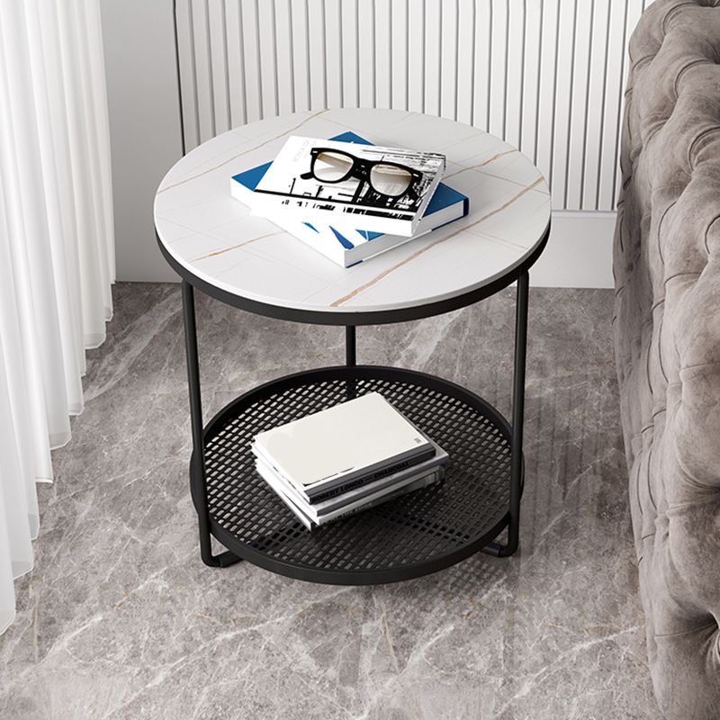 Modern Slate Corner Table Round 3 Legs Side End Table with Storage Clearhalo 'Coffee & Accent Tables' 'End & Side Tables' 'end_side_tables' 'furn' 'furn_end_side_tables' 'Furniture' 'Living Room Furniture' 1200x1200_ca74056a-9749-4897-a70f-cf637ae772a1