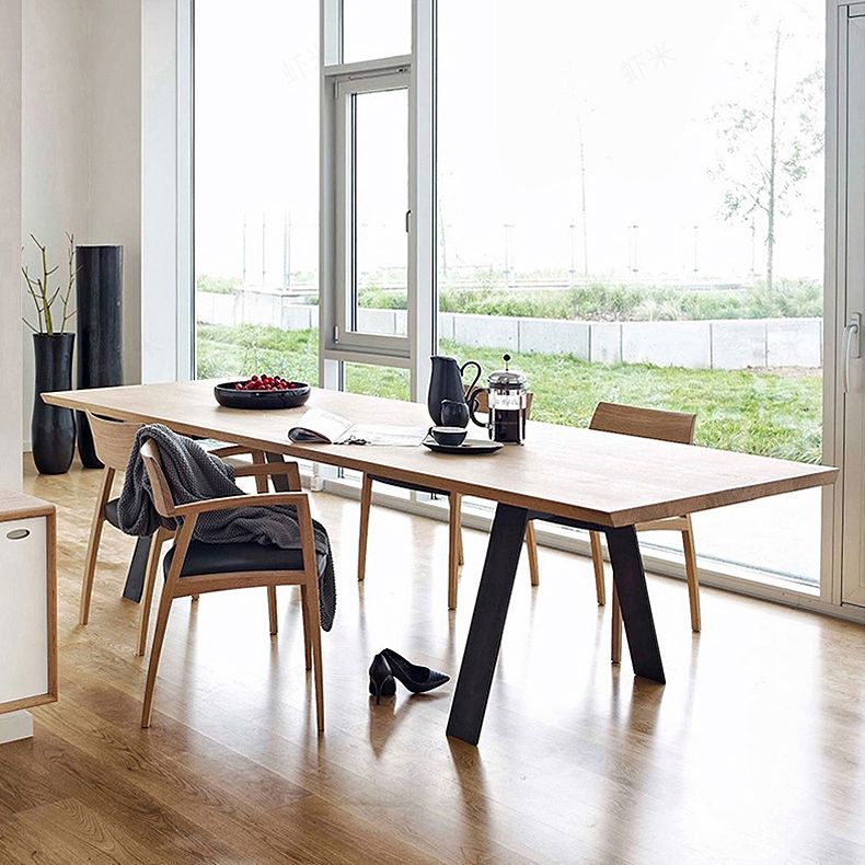 Metal Industrial Rectangle Dining Table Solid Wood Top Table with 4 Legs Clearhalo ' dining_table' 'Dining Tables & Seating' 'Dining Tables' 'furn' 'furn_dining_table' 'Furniture' 'furniture_dining_table' 'Kitchen & Dining Furniture' 'kitchen&dining_furn' 'kitchen' 'kitchen_dining_table' 1200x1200_ca75e02c-46b0-4048-9653-3b7b60970766