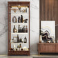 Contemporary Style Solid Wood Floor Wine Bottle Holder with Storage Shelves