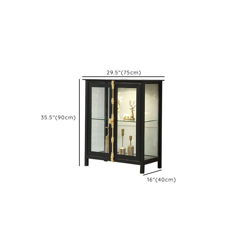 Modern Curio Cabinet Metal Glass Doors Storage Cabinet with Lighting Clearhalo 'Display & China Cabinets' 'display_china_cabinets' 'furn' 'furn_display_china_cabinets' 'Furniture' 'Kitchen & Dining Furniture' 1200x1200_ca7aecd8-9cbc-4a9e-b252-a570f435013c