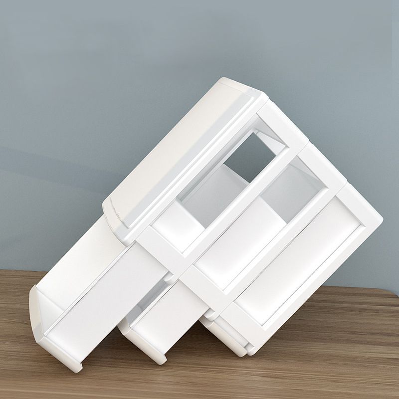 Gabinetto di plastica verticale di un armadio contemporaneo con cassetti