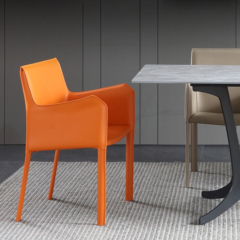 Matte Finish Solid Back Chair Designer Style Home Leather Arm Chair Clearhalo 'Dining Chairs' 'Dining Tables & Seating' 'dining_chair' 'furn' 'furn_dining_chair' 'Furniture' 'Kitchen & Dining Furniture' 1200x1200_ca7e4815-8409-41c3-91f7-1611f347233a