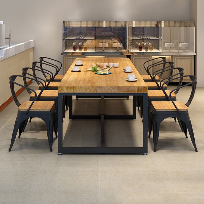 Tavolo da pranzo rettangolo tavolo da pranzo in legno solido industriale con base di metallo