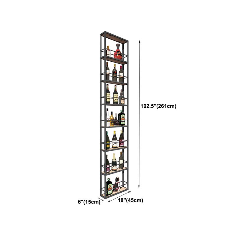 黒いモダンワインボトルホルダーフロアウッドと金属製ボトルホルダー5.9 "幅