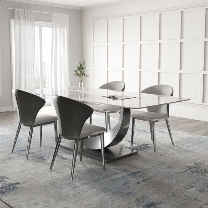 デザイナースタイルの焼結ストーンダイニングセット長方形1/3/4/5/7ピースディネットテーブルセット