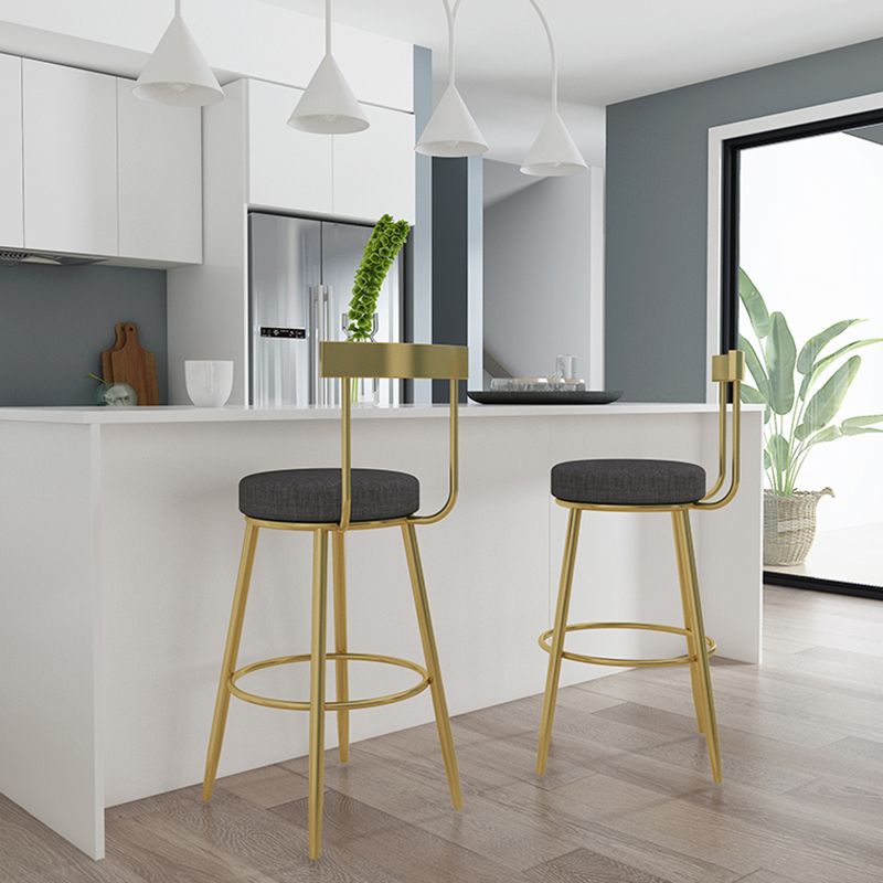 Glam Armless Backrest Counter Stool Iron Kitchen Bar Stool with Cushion and Pedal Clearhalo 'Bar Furniture' 'Bar Stools' 'bar_stools' 'furn' 'furn_bar_stools' 'furniture_bar_stools' 'Kitchen & Dining Furniture' 'kitchen&dining_furn' 'kitchen' 'kitchen_furn' Furniture' 1200x1200_ca836d1e-c1ac-49ee-bd03-79a87baf1027