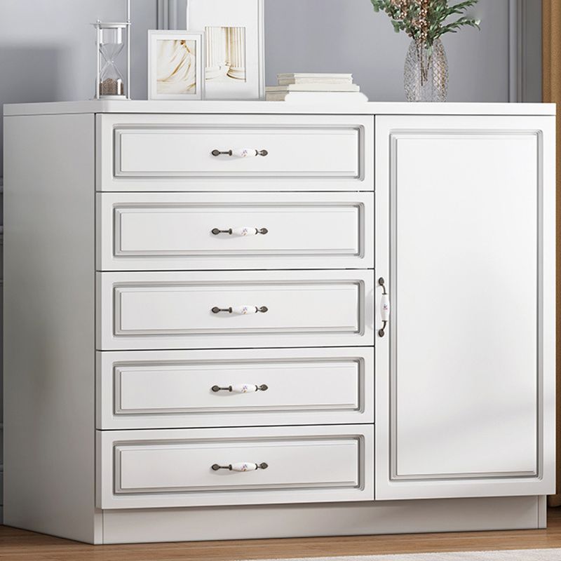Modern White Accent Chest with Drawers 14.96" Wide Side Cabinet with Door
