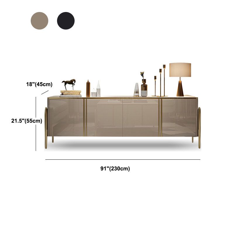 Moderner Glam -TV -Stand, geschlossene Speicher -TV -Konsole in Schwarz/ Gold