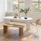 White Solid Wood Table Oval Dining Room Table with Double Pedestal