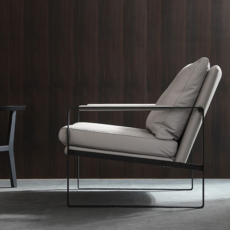 Mid-Century Modern Sled Arm Chair Leather Accent Armchair for Bedroom