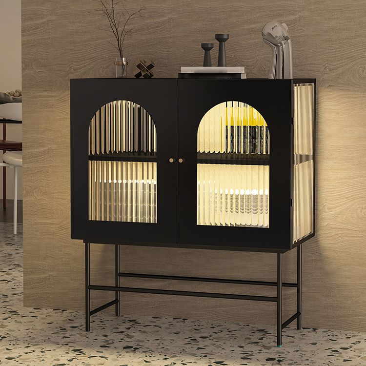 Modern Iron Sideboard Glass Doors Cabinets Dining Server with Light for Living Room Clearhalo 'buffet_sideboard' 'Buffets & Sideboards' 'furn' 'furn_buffet_sideboard' 'Furniture' 'Kitchen & Dining Furniture' 1200x1200_ca89ac2e-7891-464d-a2ac-1f69ec0001ba