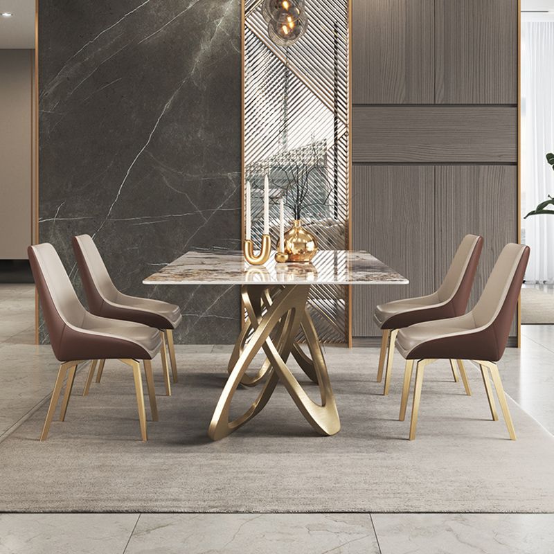 Nórdico 1/3/4/5/8 Piezas Juego de comedor Mesa de comedor de piedra rectangular para comedor