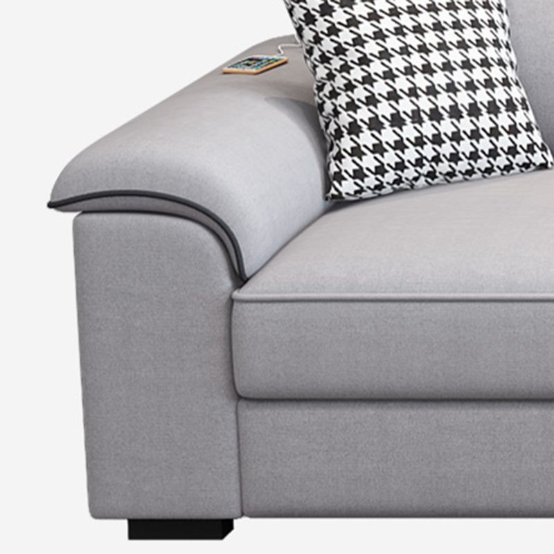 Left Facing Sofa Faux Leather/Linen L-shape 4-seat Sectionals with Chaise Clearhalo 'Furniture' 'furniture_sectionals' 'Living Room Furniture' 'Sectionals' 1200x1200_ca8a414c-422b-4fb9-9ca6-2d402e528d81