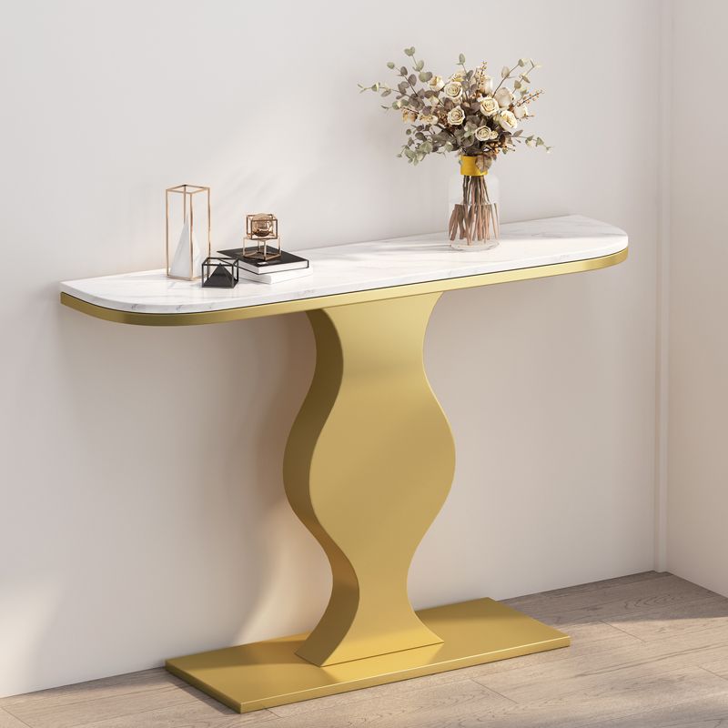 Modern de 31.5 "Table de acento de altura Stone Half Moon Console Table
