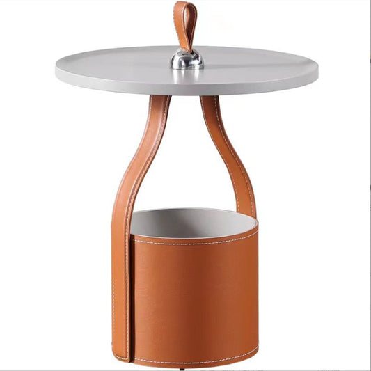 Pedestal de mesa lateral contemporánea con almacenamiento en la sala de estar redonda de mesa auxiliar
