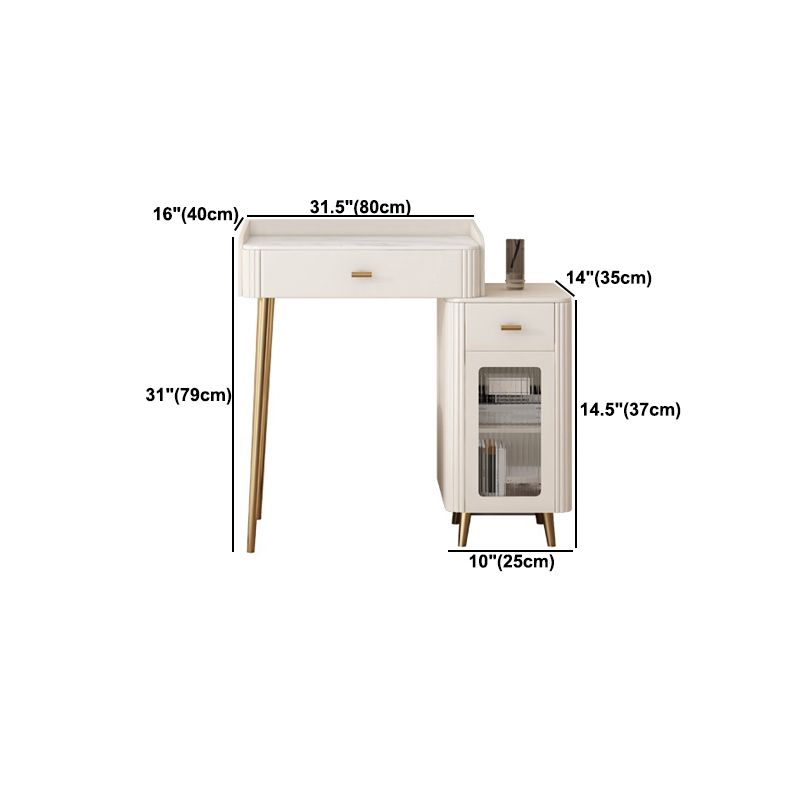 Contemporary White Slate Dresser 31.1-In High Vanity Dressing Table Set with Drawers