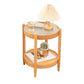 French Country Side Table Wood and Glass Round Accent Side Table