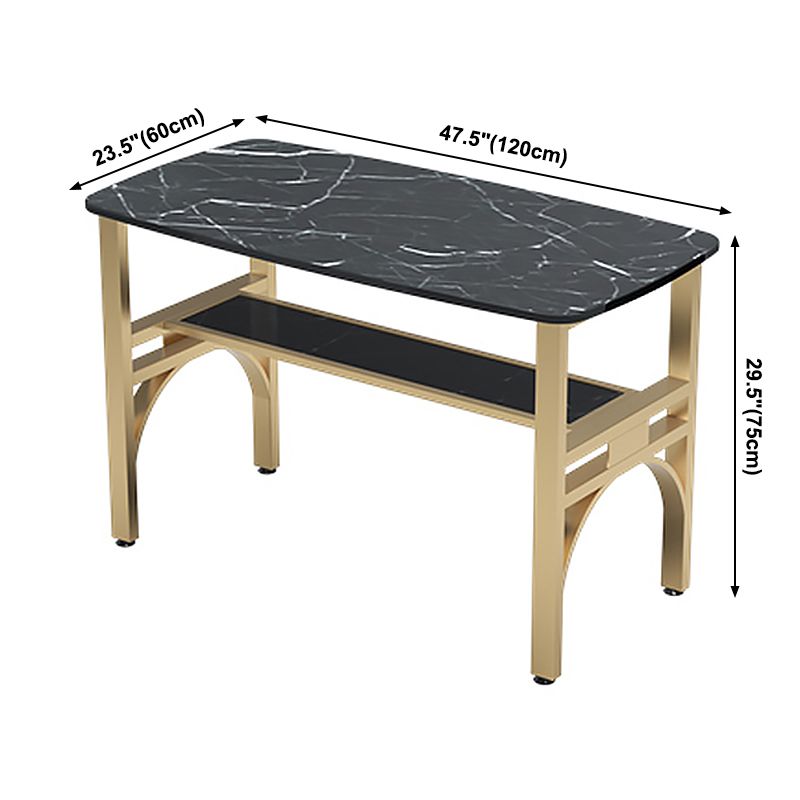 Industrial Sintered Stone Dinner Room Kitchen Table Black Table with Gold Frame Clearhalo ' dining_table' 'Dining Tables & Seating' 'Dining Tables' 'furn' 'furn_dining_table' 'Furniture' 'furniture_dining_table' 'Kitchen & Dining Furniture' 'kitchen&dining_furn' 'kitchen' 'kitchen_dining_table' 1200x1200_ca8cd150-5688-45a5-a667-4dfc54549fd9