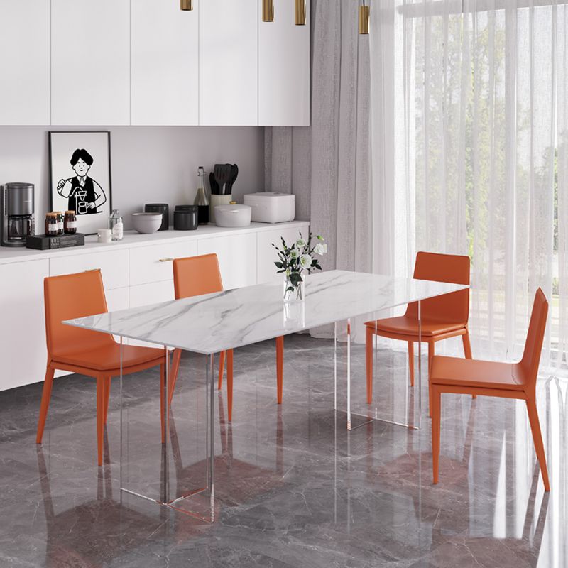 Modern 1/4/5/7 Pieces Dining Table Rectangle Stone Furniture in White Clearhalo 'Dining Room Sets' 'Dining Tables & Seating' 'dining_room_set' 'furn' 'furn_dining_room_set' 'Furniture' 'Kitchen & Dining Furniture' 1200x1200_ca8cfc28-3c82-49d3-ba09-d10460b21f19