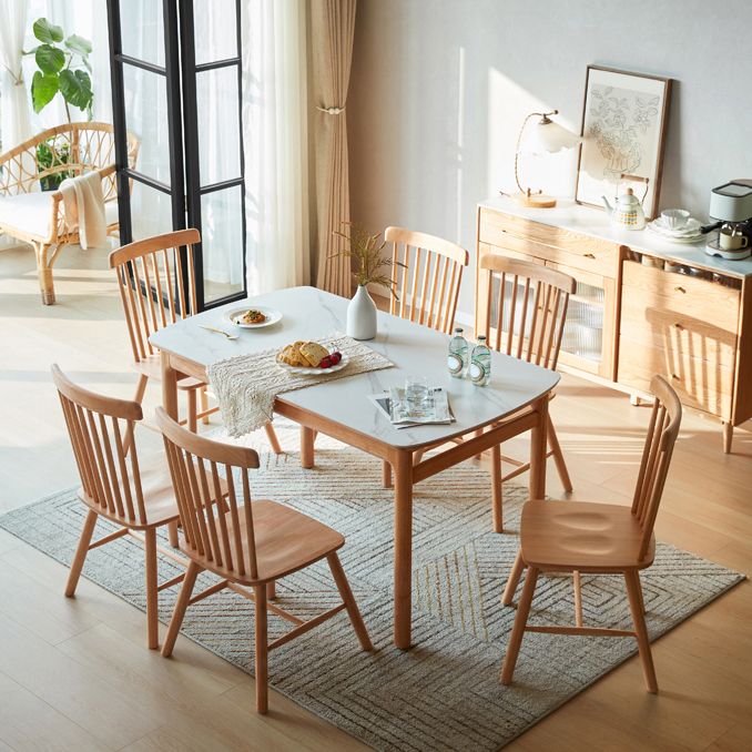 Solid Wood Frame Dining Table Rectangle Dinette Table for Home Clearhalo 'Dining Tables & Seating' 'Dining Tables' 'dining_table' 'furn' 'furn_dining_table' 'Furniture' 'Kitchen & Dining Furniture' 1200x1200_ca8e0c57-b278-4aa3-96ab-e96c8d5349c2