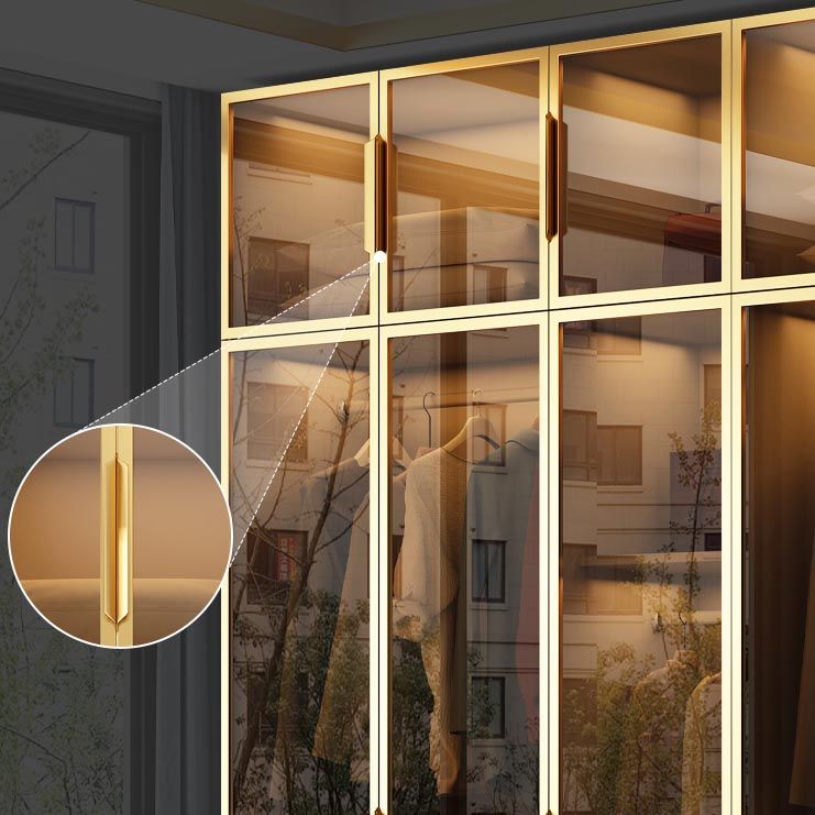 Hout- en glazen kledingkastkast eigentijds scharnierende garderobe kast