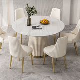 Traditional Luxury Dining Table Round White Sintered Stone Table with Pedestal Base Clearhalo ' dining_table' 'Dining Tables & Seating' 'Dining Tables' 'furn' 'furn_dining_table' 'Furniture' 'furniture_dining_table' 'Kitchen & Dining Furniture' 'kitchen&dining_furn' 'kitchen' 'kitchen_dining_table' 1200x1200_ca90e9a1-ff73-4234-8c0b-04d968d4a549