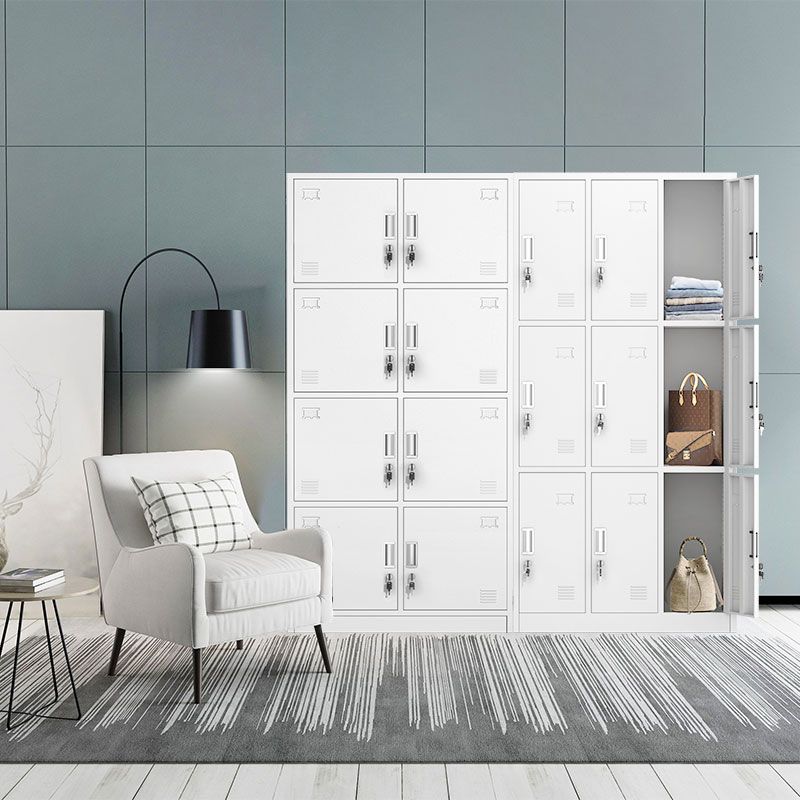 Contemporary Style Metal Wardrobe White Colour Soft Close Doors Wardrobe Closet