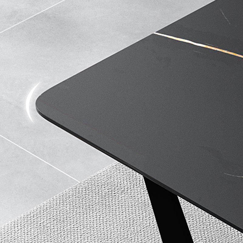 Industrial Sintered Stone Table for Restaurant Rectangle Dining Table with Trestle Base Clearhalo 'Dining Tables & Seating' 'Dining Tables' 'dining_table' 'furn' 'furn_dining_table' 'Furniture' 'Kitchen & Dining Furniture' 1200x1200_ca94e4bf-ddcb-4698-a4bc-f3412e26cb8f
