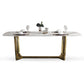 Luxury Sintered Stone Top Table Rectangle Table with Trestle Base in Gold Clearhalo 'Dining Tables & Seating' 'Dining Tables' 'dining_table' 'furn' 'furn_dining_table' 'Furniture' 'furniture_dining_table' 'Kitchen & Dining Furniture' 'kitchen' 'kitchen_dining_table' 1200x1200_ca96dc5e-8b83-4853-9e4a-ac9369cc2aa8