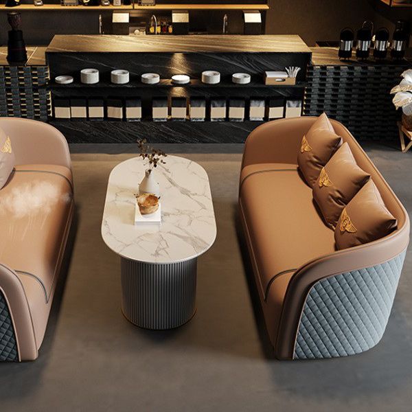 Divano a braccio di smoking in pelle finta 25,59 "divano contemporaneo largo con schiena stretta