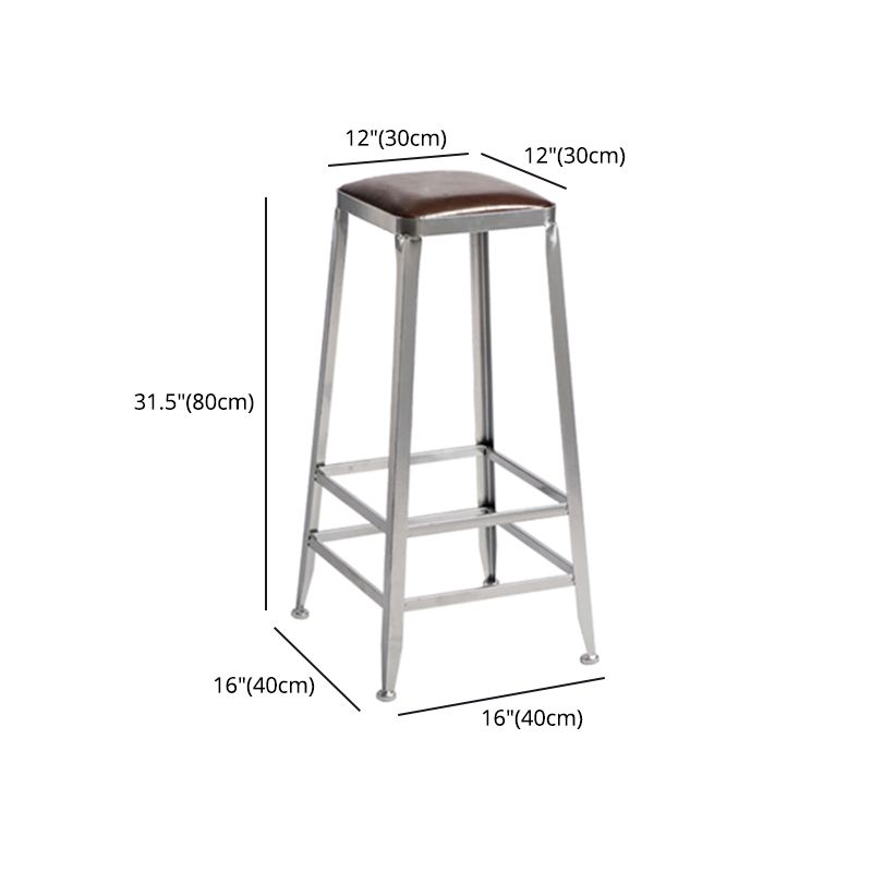 Armless Indoor Barstool Industrial Leather Counter Stool Brushed Silver Clearhalo 'Bar Furniture' 'Bar Stools' 'bar_stools' 'furniture_bar_stools' 'Kitchen & Dining Furniture' 'kitchen&dining_furn' 'kitchen' 'kitchen_furn' Furniture' 1200x1200_ca9844c5-c0aa-44e2-a1a8-432bbf721411