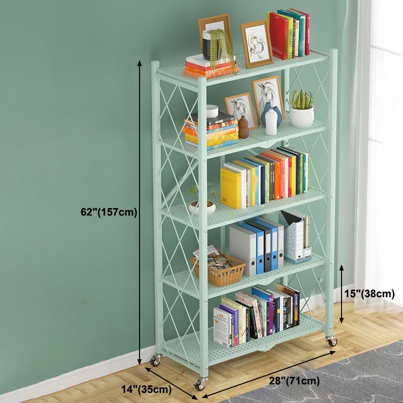 Industrial Open Etagere Bookshelf Steel Bookshelf with Caster Wheels Clearhalo 'Bookcases' 'Furniture' 'furniture_bookcases' 'kitchen' 'kitchen_bookcases' 'Living Room Furniture' 'Office Furniture' 1200x1200_ca98c5b7-6ce8-4aa2-8ca1-bfe0eb745929