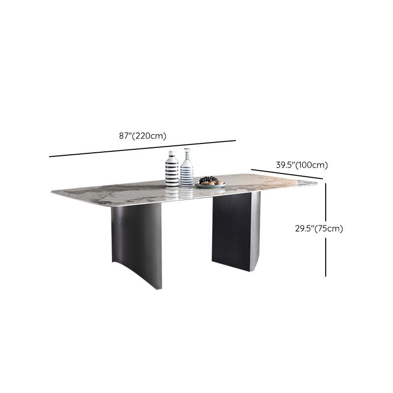 Industrial Dining Sintered Stone Table Dining Rectangle Table with Metal Legs for Kitchen Clearhalo 'Dining Tables & Seating' 'Dining Tables' 'dining_table' 'furn' 'furn_dining_table' 'Furniture' 'Kitchen & Dining Furniture' 1200x1200_ca992eeb-48cf-4224-b7ae-92bcfd60b4ce