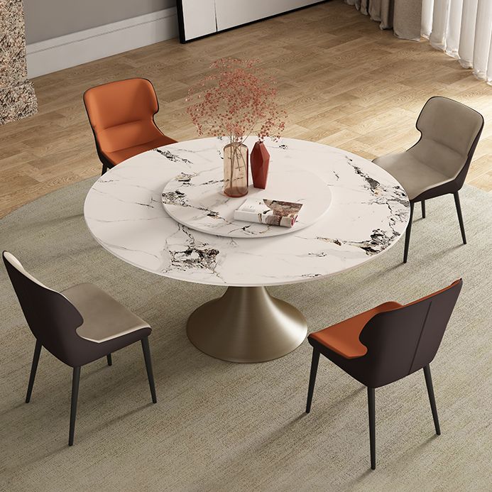 Traditional Luxury Round Table Stone Top Gold Base Dining Table Clearhalo 'Dining Tables & Seating' 'Dining Tables' 'dining_table' 'furn' 'furn_dining_table' 'Furniture' 'Kitchen & Dining Furniture' 1200x1200_ca9a2982-3108-40af-a644-ebadf60f4e5f