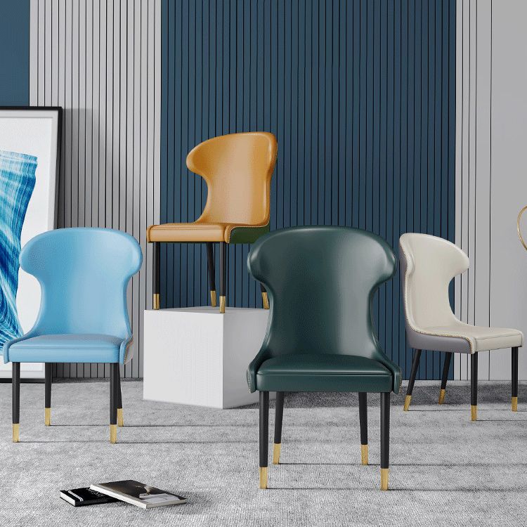 Scandinavian Style Wingback Chairs Leather Dining Armless Chairs for Home Clearhalo ' kitchen&dining_furn' 'Dining Chairs' 'Dining Tables & Seating' 'dining_chair' 'furn' 'furn_dining_chair' 'Furniture' 'furniture_dining_chair' 'Kitchen & Dining Furniture' 'kitchen' 1200x1200_ca9b3d3f-4eb4-441c-b12e-9b1efcd6eb3a