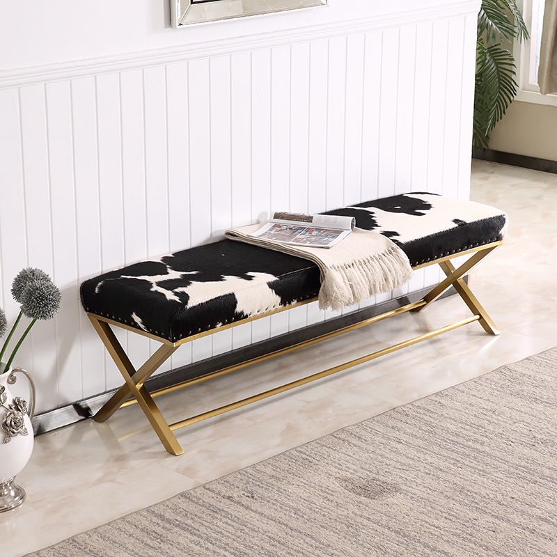 Glam Upholstered Bedroom Bench, Foam Filled Seating Bench with Metal Legs Clearhalo 'Benches' 'Chairs & Seating' 'furn' 'furn_benches' 'Furniture' 'Living Room Furniture' 1200x1200_ca9bac08-fc7c-4ad3-aa1d-62d2edff0820
