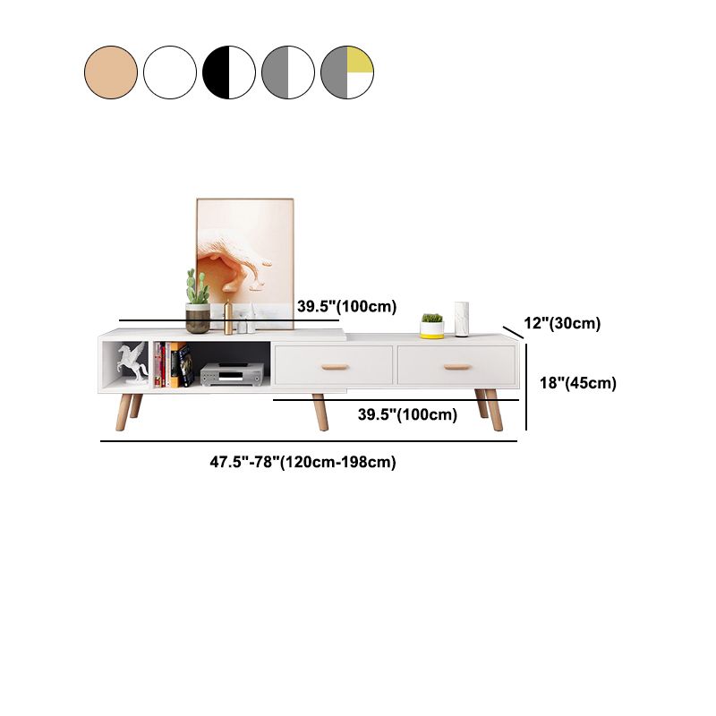 12" - Brede houten tv-standaard, verschuifbare Scandinavische tv-console met 2/3/4 lades