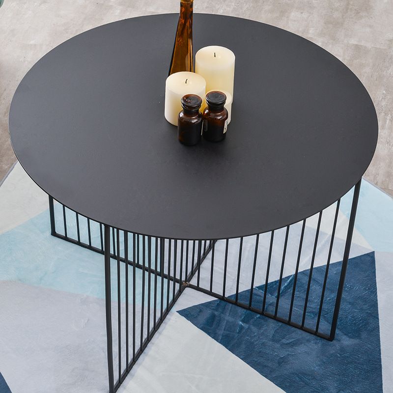 Mid-century Modern Iron Round Top Coffee Table Cross Legs Cocktail Table Clearhalo 'Coffee & Accent Tables' 'Coffee Tables' 'coffee_tables' 'furn' 'furn_coffee_tables' 'Furniture' 'Living Room Furniture' 1200x1200_ca9f6b31-f7de-4d04-b59f-74545e67748d