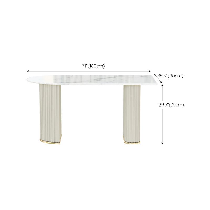 Eetkamertafel met witte basis, stenen tafel in moderne stijl voor de keuken