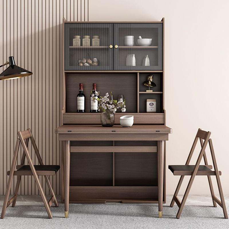 Modern Rectangle Folding Wood Dining Table for Small Space with Storage Clearhalo 'Dining Tables & Seating' 'Dining Tables' 'dining_table' 'furn' 'furn_dining_table' 'Furniture' 'Kitchen & Dining Furniture' 1200x1200_caa0aa69-2ba2-47d8-a851-dc8e9af7d5be