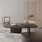 Table de cocktail basse elliptique moderne en bois de pin avec 2 pieds