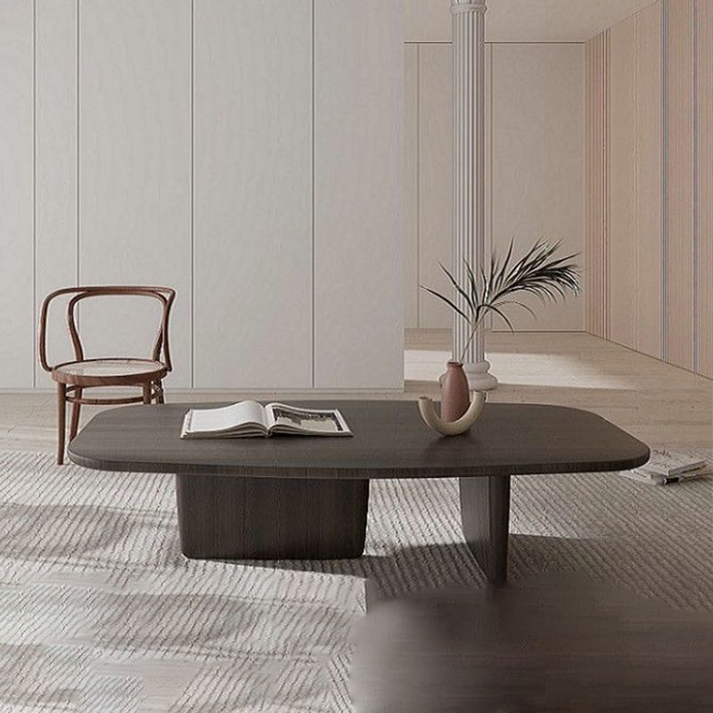 Table de cocktail basse elliptique moderne en bois de pin avec 2 pieds